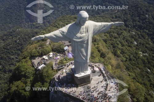 Foto feita com drone do Cristo Redentor - Rio de Janeiro - Rio de Janeiro (RJ) - Brasil