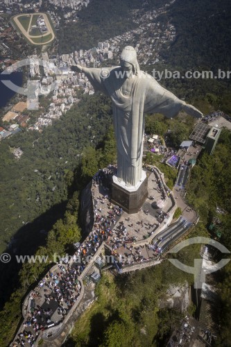 Foto feita com drone do Cristo Redentor - Rio de Janeiro - Rio de Janeiro (RJ) - Brasil