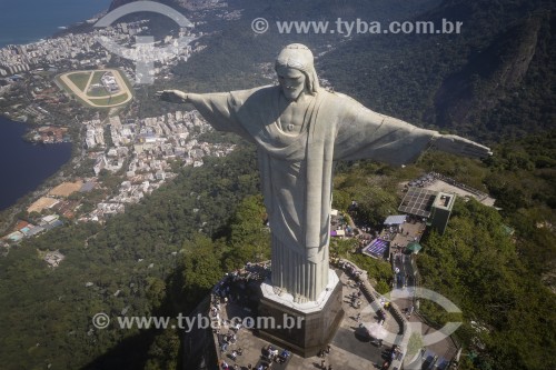 Foto feita com drone do Cristo Redentor - Rio de Janeiro - Rio de Janeiro (RJ) - Brasil