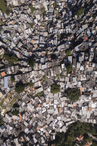 Foto feita com drone de casas na Favela da Rocinha - Rio de Janeiro - Rio de Janeiro (RJ) - Brasil