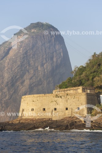 Fortaleza de São João (1565) - também conhecida como Fortaleza de São João da Barra do Rio de Janeiro com Pão de Açúcar ao fundo - Rio de Janeiro - Rio de Janeiro (RJ) - Brasil