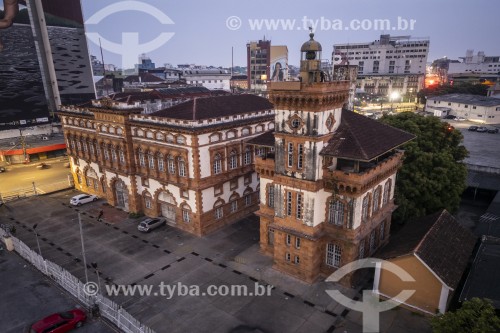 Foto feita com drone do prédio da Alfândega e Guardamoria (1906) - Manaus - Amazonas (AM) - Brasil