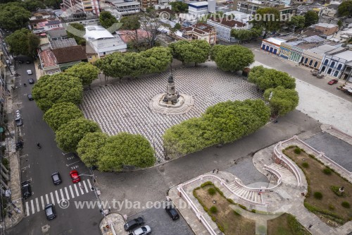 Foto feita com drone do Largo de São Sebastião com o Monumento à Abertura dos Portos às Nações Amigas (1900) - Manaus - Amazonas (AM) - Brasil