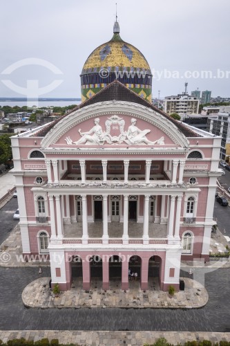 Foto feita com drone do Teatro Amazonas (1896) - Manaus - Amazonas (AM) - Brasil