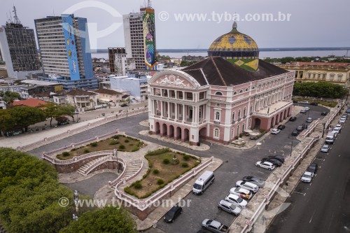 Foto feita com drone do Teatro Amazonas (1896) - Manaus - Amazonas (AM) - Brasil