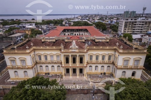 Foto feita com drone da fachada do Palácio da Justiça (1900) - sede do Tribunal de Justiça de Manaus) - Manaus - Amazonas (AM) - Brasil