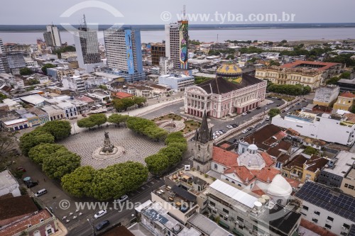 Foto feita com drone do Teatro Amazonas (1896) - Manaus - Amazonas (AM) - Brasil