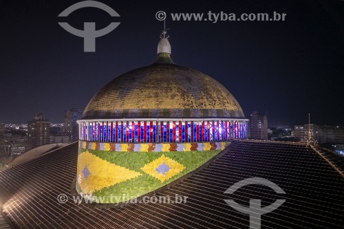 Foto feita com drone do domo do Teatro Amazonas (1896) - Manaus - Amazonas (AM) - Brasil