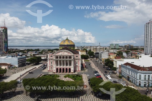 Foto feita com drone do Teatro Amazonas (1896) - Manaus - Amazonas (AM) - Brasil