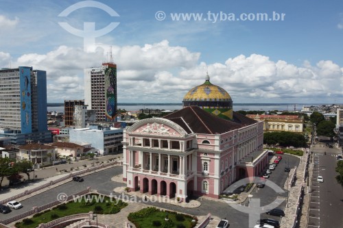 Foto feita com drone do Teatro Amazonas (1896) - Manaus - Amazonas (AM) - Brasil