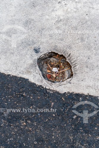 Buraco em faixa de pedestres - Esquina das ruas Raul Pompéia e Francisco Otaviano - Rio de Janeiro - Rio de Janeiro (RJ) - Brasil