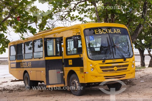 Ônibus de transporte escolar na vila de Cumuruxatiba - Prado - Bahia (BA) - Brasil