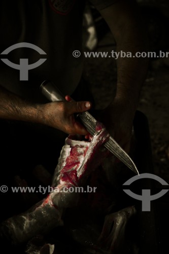 Gaúcho carneando ovelha - Erval Seco - Rio Grande do Sul (RS) - Brasil