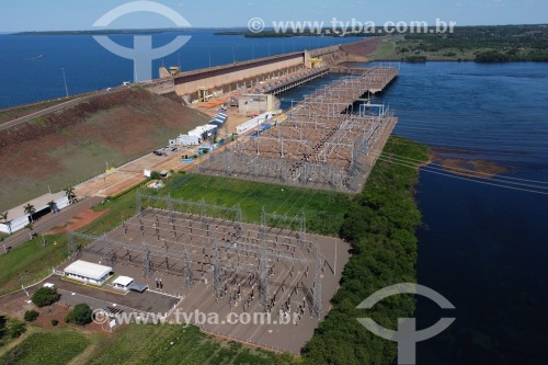 Foto feita com drone da Usina Hidrelétrica de Ilha Solteira - Divisa dos Estados de São Paulo e Mato Grosso do Sul - Selvíria - Mato Grosso do Sul (MS) - Brasil