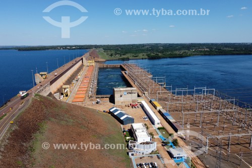 Foto feita com drone da Usina Hidrelétrica de Ilha Solteira - Divisa dos Estados de São Paulo e Mato Grosso do Sul - Selvíria - Mato Grosso do Sul (MS) - Brasil
