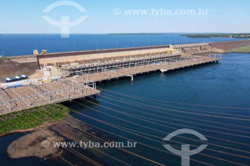 Foto feita com drone da Usina Hidrelétrica de Ilha Solteira - Divisa dos Estados de São Paulo e Mato Grosso do Sul - Selvíria - Mato Grosso do Sul (MS) - Brasil