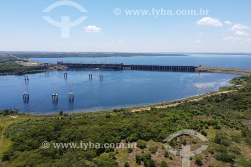 Foto feita com drone da Usina Hidrelétrica de Jupiá - Divisa dos estados de São Paulo e Mato Grosso do Sul - Três Lagoas - Mato Grosso do Sul (MS) - Brasil