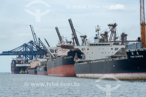 Navios cargueiros atracados no Porto de Paranaguá - Paranaguá - Paraná (PR) - Brasil