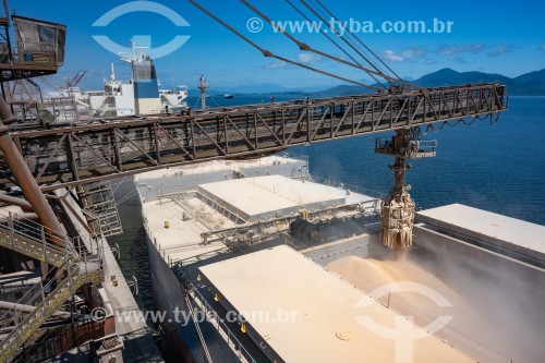 Embarque de soja em navio para exportação - Paranaguá - Paraná (PR) - Brasil