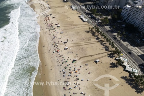 Foto feita com drone da orla da Praia de Copacabana - Rio de Janeiro - Rio de Janeiro (RJ) - Brasil