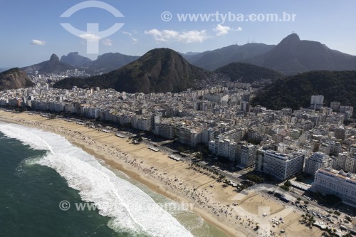 Foto feita com drone da orla da Praia de Copacabana - Rio de Janeiro - Rio de Janeiro (RJ) - Brasil