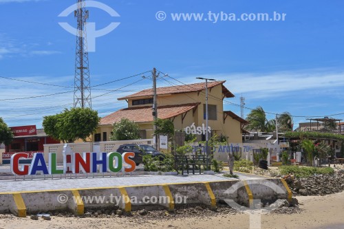 Letreiro Amo Galinhos na chegada na cidade - Galinhos - Rio Grande do Norte (RN) - Brasil