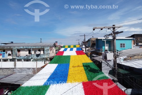 Rua 3 enfeitada com as cores do Brasil para a Copa do Mundo - Manaus - Amazonas (AM) - Brasil