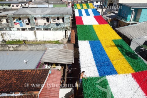 Rua 3 enfeitada com as cores do Brasil para a Copa do Mundo - Manaus - Amazonas (AM) - Brasil