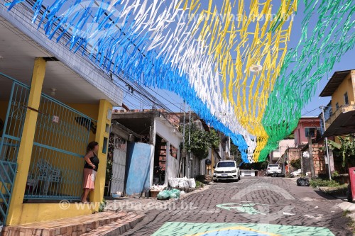 Rua decorada para  Copa do Mundo 2026 no bairro da Compensa - Manaus - Amazonas (AM) - Brasil