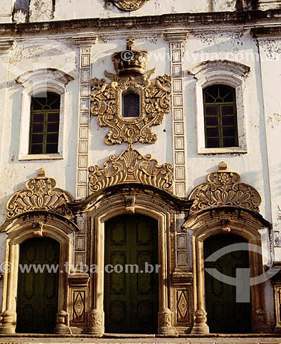  Architectural detail, the facade of  Igreja Colonial (Colonial Church) - Brazil 