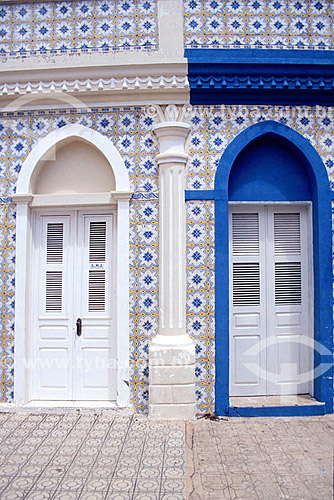  Architectural detail, Portuguese tiles in the facades of old houses - Aracati city* - Ceara state - Brazil  * The architectural joint of the city is a National Historic Site since 10-31-2001. 