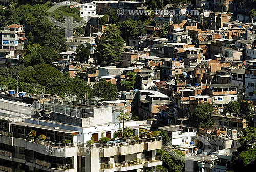  Building and Babilonia favela on the background - Rio de Janeiro city - Rio de Janeiro state - Brazil 