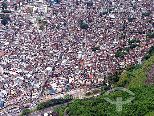  Aerial view of Rocinha (popular neighbourhood) - slum - Rio de Janeiro city - Rio de Janeiro state - Brazil 