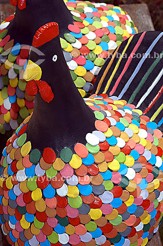  Craftwork - Colorful chickens  - Ipojuca city - Brazil