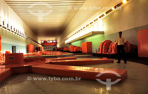  Room of the generators in the Furnas Hydroelectric Plant (the generators are under  the floor) - Minas Gerais State - Brazil - July/2000. 