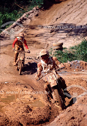  Motorcycling / Motocross - pilots on the moto during the race 