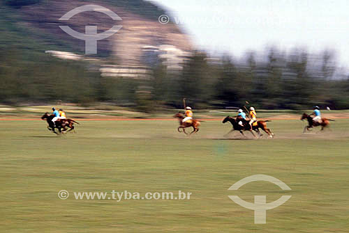  Polo game: Horsemen and horses 