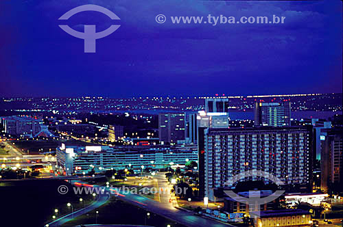  View of the Brasilia city* at night - Federal District - Brazil  *The city of Brasilia is World Patrimony for UNESCO since 12-11-1987. 