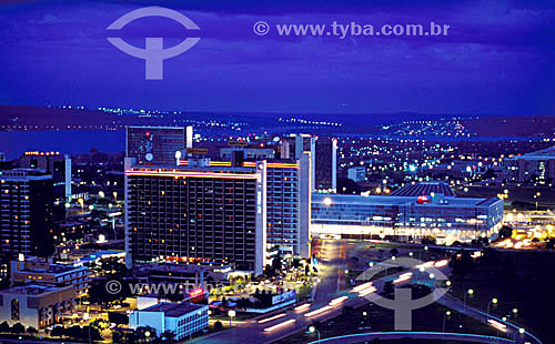  View of the Brasilia city* at night - Federal District - Brazil  *The city of Brasilia is World Patrimony for UNESCO since 12-11-1987. 