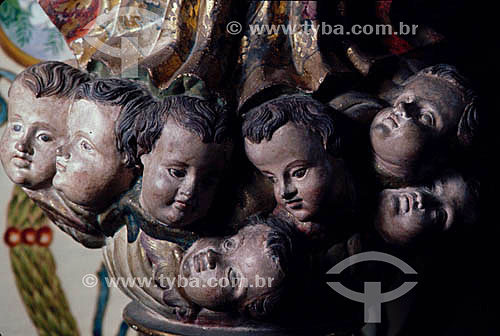  Angels, detail of sculpture on Baroque style - Salvador city - Bahia state - Brazil 