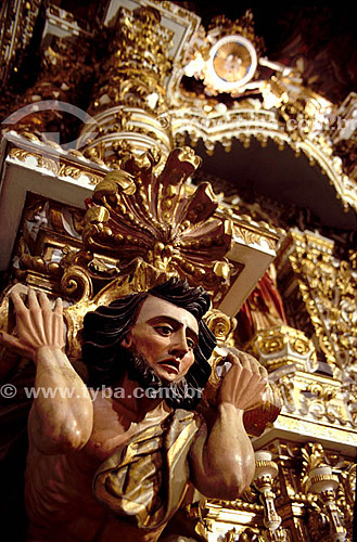  Subject: Architectural detail - Baroque angel carved in wood inside Sao Francisco Church - Baroque style / Place: Salvador city - Bahia state  (BA) - Brazil / Date: 2004 