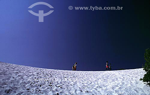  People walking on the dunes of white sand of Lagoa de Abaeté (Abaete Lagoon) - Salvador city - Bahia state - Brazil 