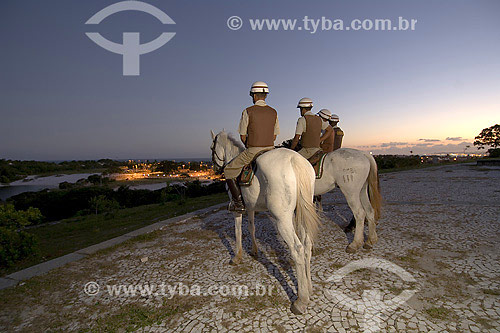  Militar mounted police in Abaete lagoon - Bahia state - Brazil 