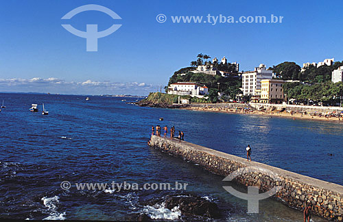  People on the pier in Salvador city* - Bahia state - Brazil  *The city is a UNESCO World Heritage Site since 06-12-1985. 