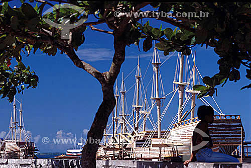  Caravels used during the celebration for the 500 years of Brazil - Porto Seguro* - south coast of Bahia state - Brazil  * The Costa do Descobrimento (Discovery Coast site, Atlantic Forest Reserve) is a UNESCO World Heritage Site since 01-12-1999 and 