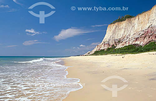  Cliff on Taípe Beach near to Trancoso - Porto Seguro (1) - south coast of Bahia state - Brazil    (1) The Costa do Descobrimento (Discovery Coast site, Atlantic Forest Reserve) is a UNESCO World Heritage Site since 12-01-1999 and includes 23 areas o 