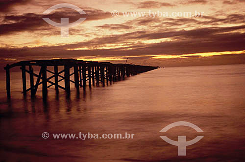  Pier of Cumuruxatiba * at sunset - Southern coast of Bahia State - Brazil  * The Costa do Descobrimento (Discovery Coast site - Atlantic Forest Reserve) is a UNESCO World Heritage Site since 12-01-1999 and includes 23 areas of environmental protecti 