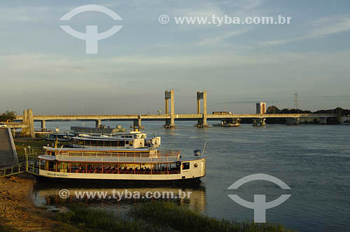  Ferrys with bridge on the backround - Juazeiro town - Bahia state - Brazil 