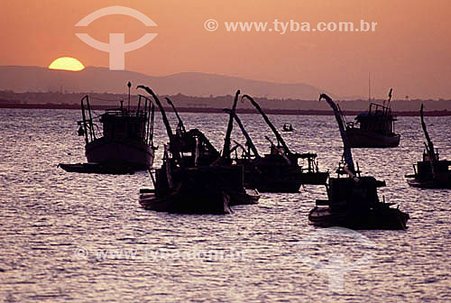  Small embarkations at the sunset - Fortaleza city - Ceara state - Brazil 
