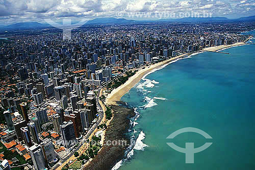  Aerial view of Fortaleza city coast, buildings and sea - Ceara state - Brazil - November 2001 